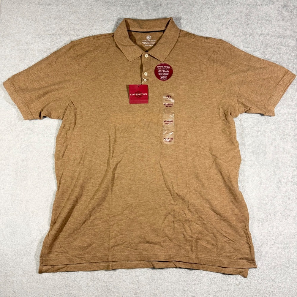 Covington Men's Brown Heathered‎ Performance Polo Shirt XL Short Sleeve Sears